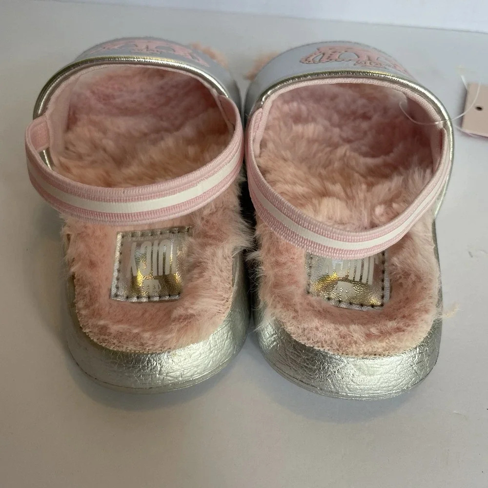 Juicy Couture Toddler Girl Sandals Size 5‎ LIL SALIDA Silver Pink Crown NWT Faux